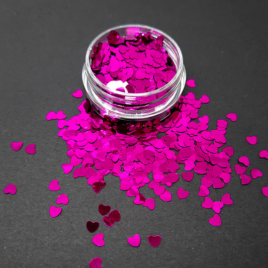 Heart Nail Glitter, Fuschia Pink