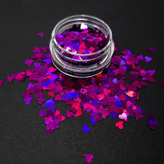 Paillettes pour ongles en forme de goutte d'eau et de cœur, violet