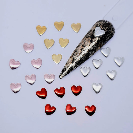 40 Hearts Nail Decoration; Red, Pink, Gold, Silver