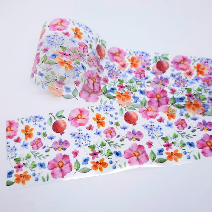 Floral-patterned nail art foil on a white background