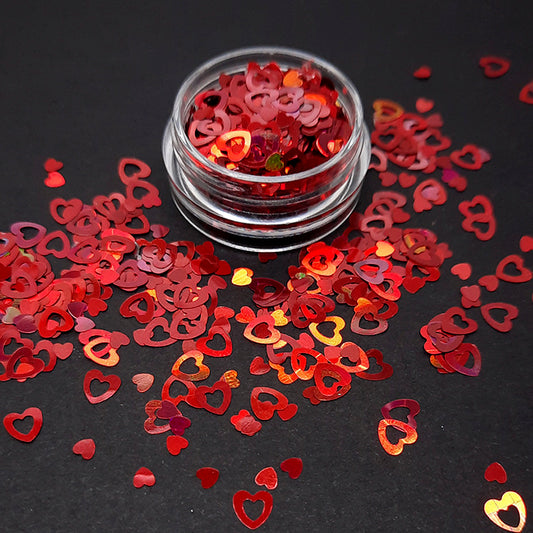 Paillettes pour ongles Hollow Hearts, rouge