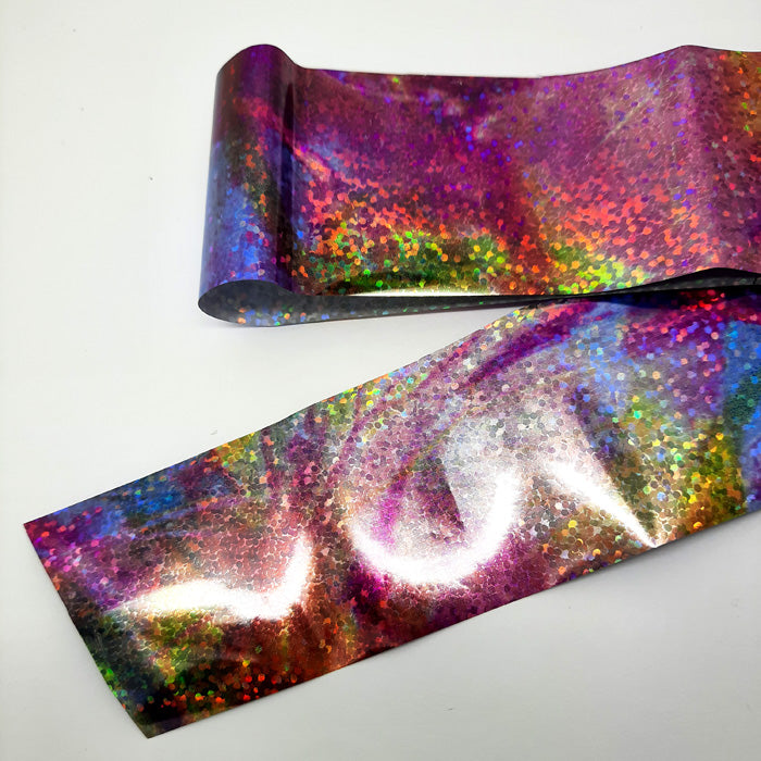 Holo Rainbow Dots Nail Foil. Beautiful shimmering dots on this multicoloured foil.