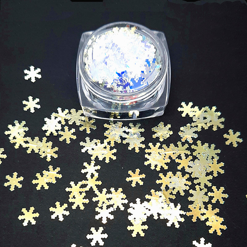 Snowflake Nail Glitter, Silver Gold Shimmer