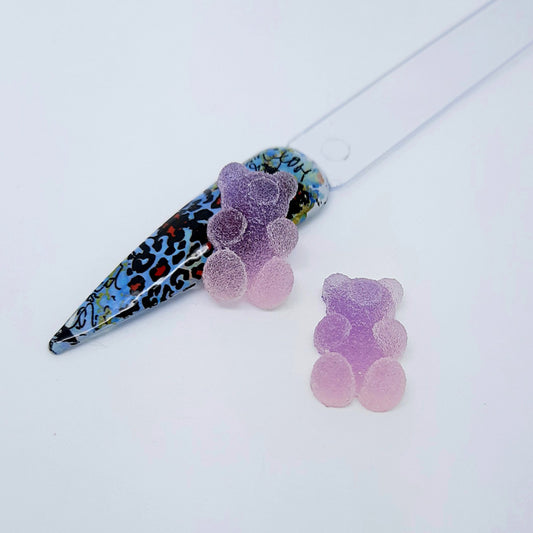 Lot de 4 breloques pour ongles en forme d'ourson en gélatine sucrée Kawaii, violet