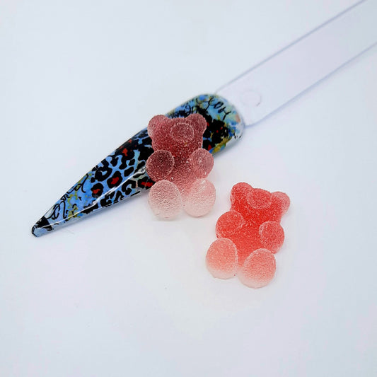 Kawaii Sugared Gummy Bears Nail Charms x 4, Red. Please keep well away from children as they look good enough to eat!