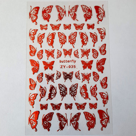 Laser Red Butterfly Nail Stickers