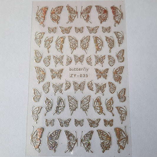 Laser Silver Butterfly Nail Stickers