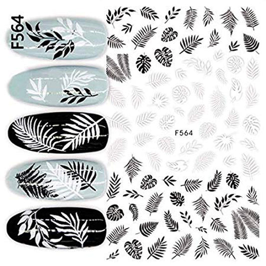 Black + White Leaf Nail Stickers