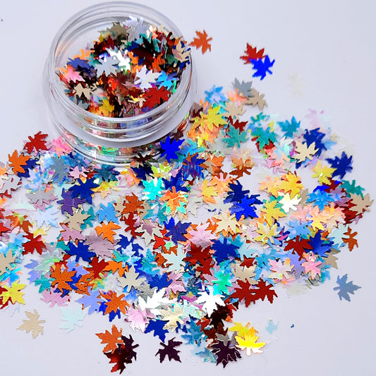 Feuilles d'automne à paillettes de couleurs mélangées