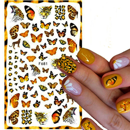 Leopard Butterfly Nail Stickers