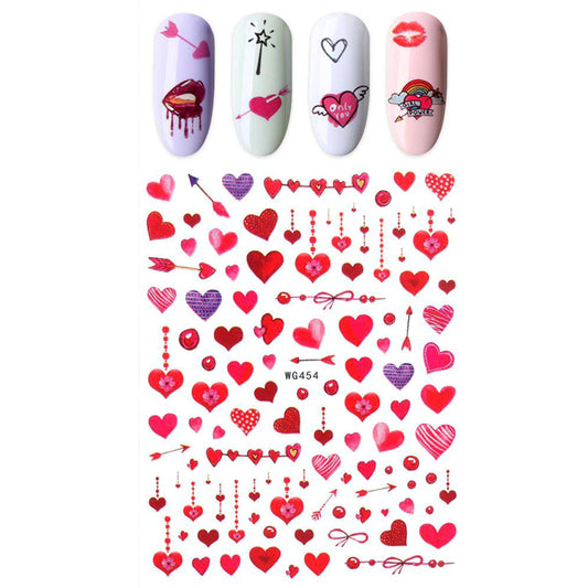 Love Heart Valentines Nail Stickers