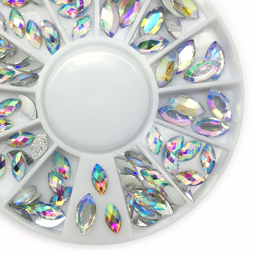 Shimmering Clear Oval Nail Rhinestones