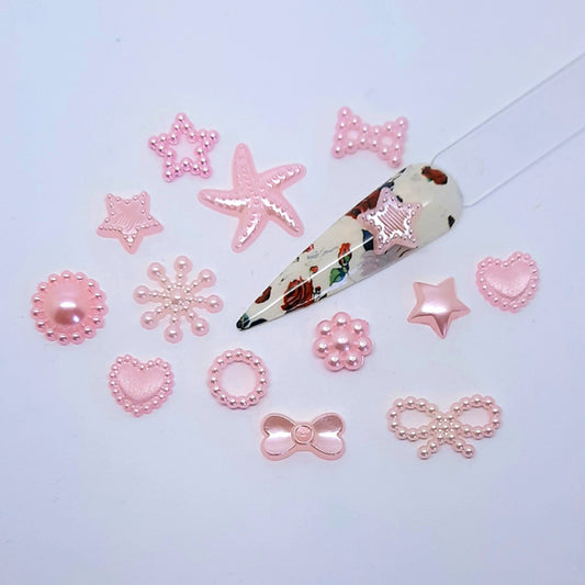 Cute Kawaii Pearly Nail Decoration, Pink. These are beautiful. Approx 30 pcs in the pack