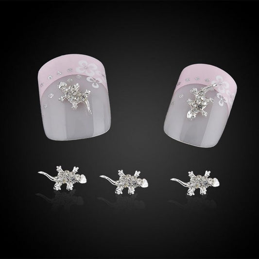 Breloques pour ongles Gecko en argent et strass x 1