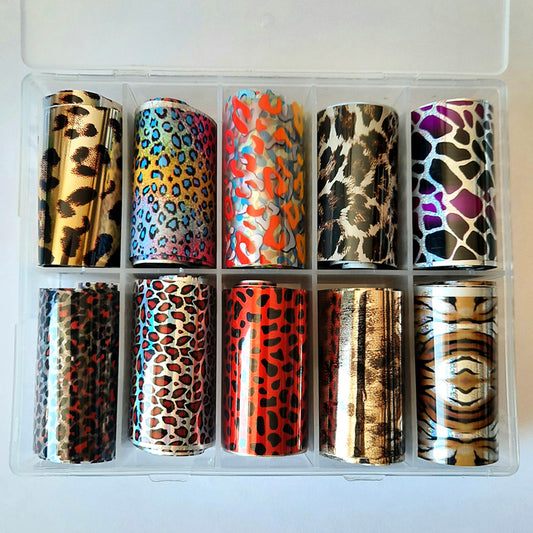 10 x Foil Set, Animal Print + Snakeskin, all in a handy storage case.