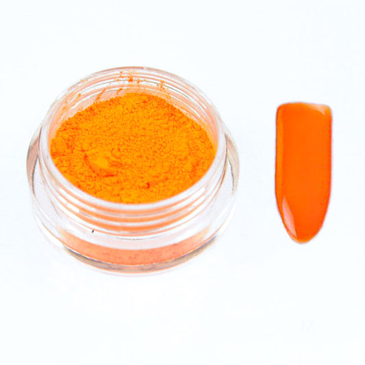 Neon Nail Pigment Powder, Mango. Use over white for the brightest effect.