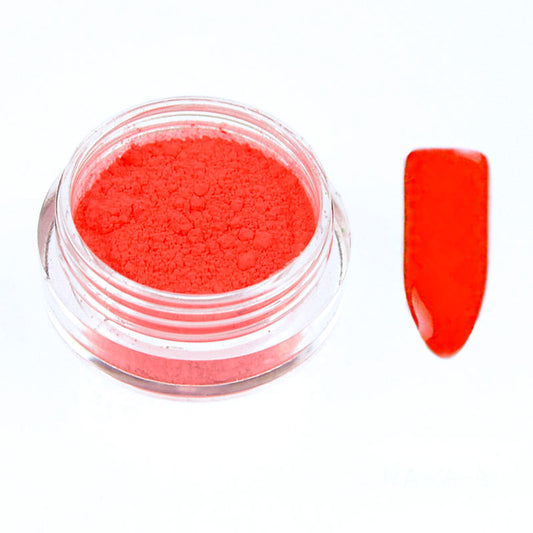 Neon Nail Pigment Powder, Orange. Use over white for the brightest effect.