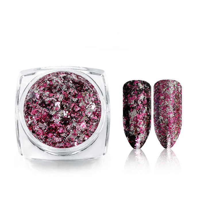 Two-Tone Nail Flakies, Pink + Silver