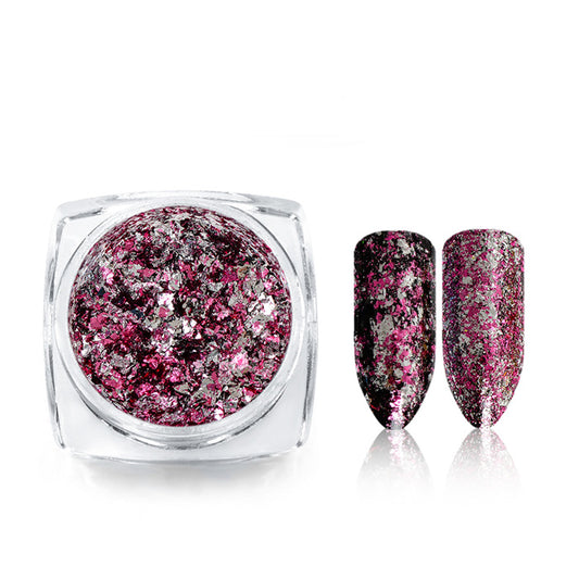 Two-Tone Nail Flakies, Pink + Silver