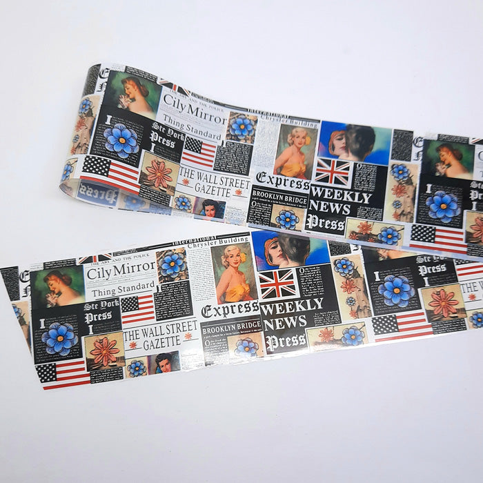 Newsprint + Flags Nail Foil