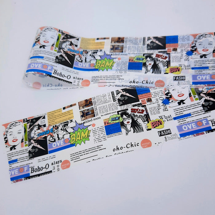 Newsprint Nail Foil with Comic Strip