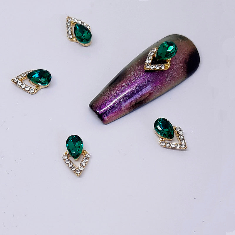 Sparkling Charms with Green + Clear gems, beautiful sparkly nail charms.