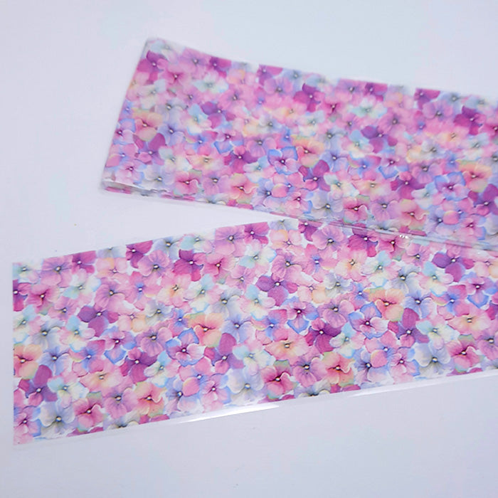 Feuille de transfert pour ongles à motif de fleurs pastel