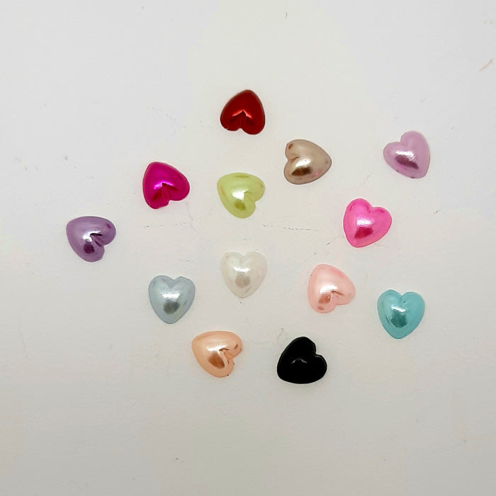 10 x Pearly Hearts Nail Decoration 5.5mm