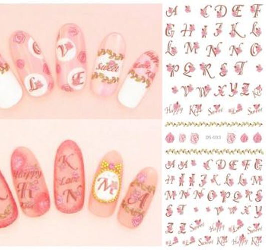 Alphabet + Flower Nail Water Decals