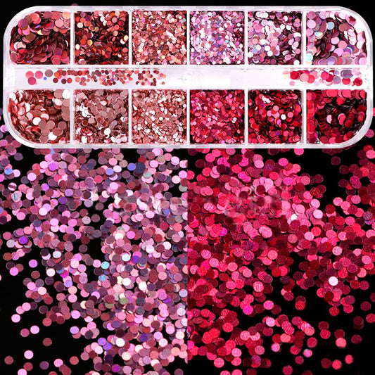 12 x Set Box Antique Pink Nail Glitter