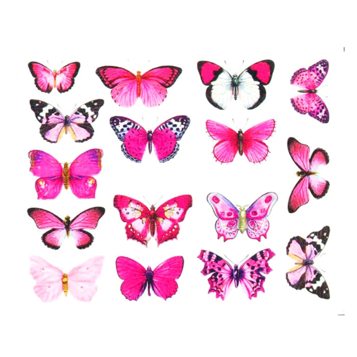 Pink Butterfly Nail Water Decals