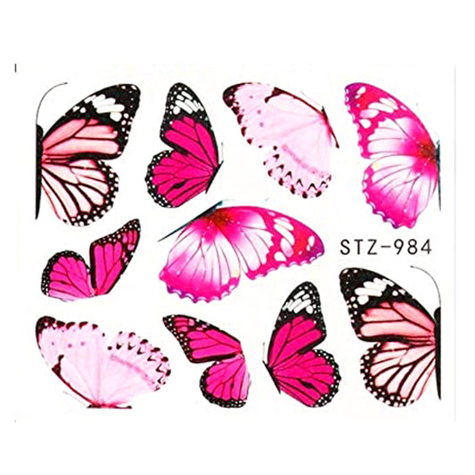 Pink Half Butterfly Nail Decals