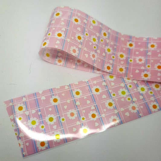 Daisies on Pink Nail Transfer Foil