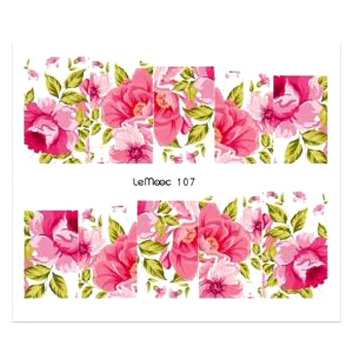 Pink Rose Blooms Water Decals