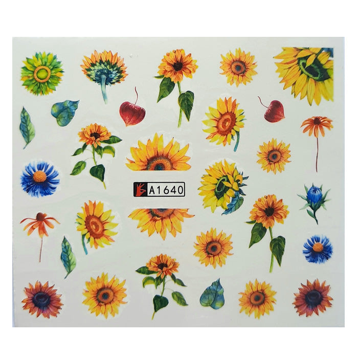 Pretty Sunflowers Nail Water Decals