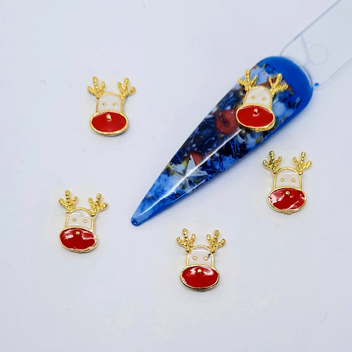 Christmas Rudolph Nail Charms x 4