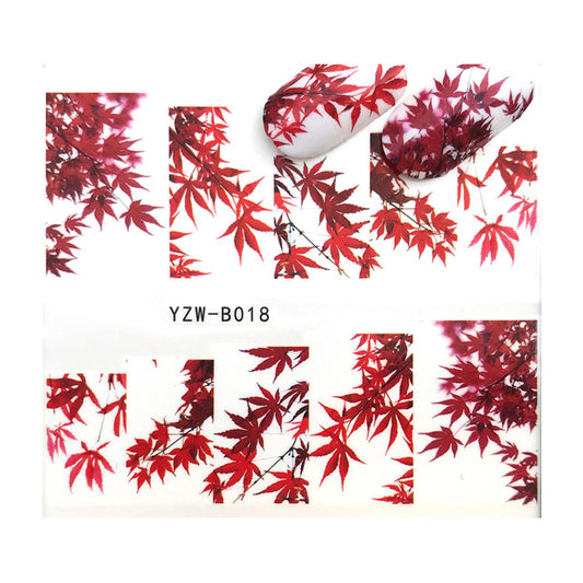 Red Maple Leaves Nail Water Decals