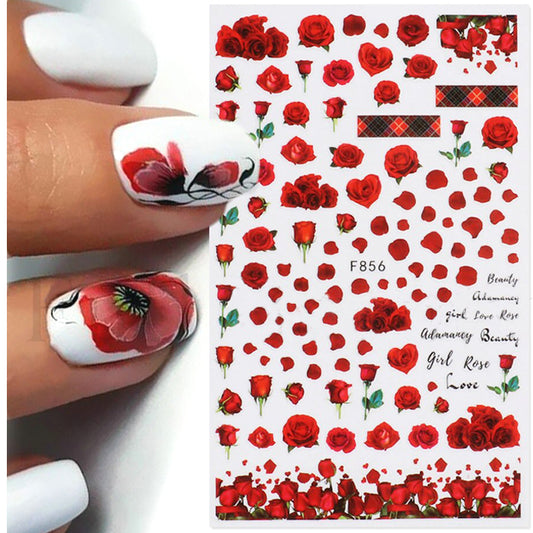 Red Roses Valentines Nail Stickers