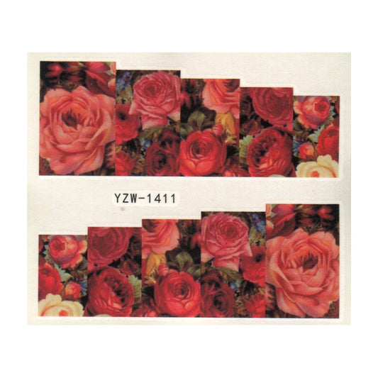 Red Roses Nail Water Decals