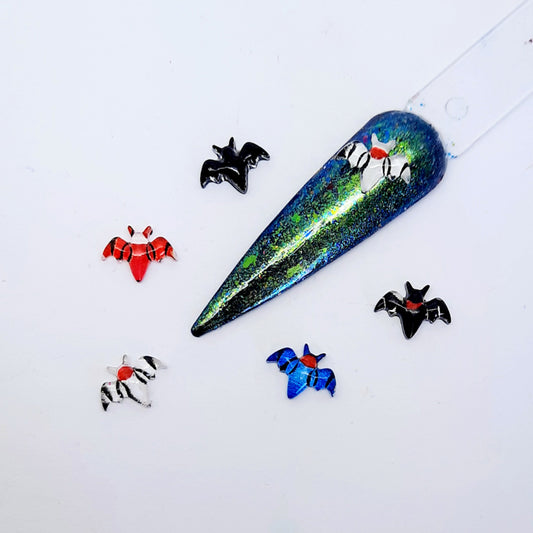 Halloween Bats Nail Charms x 10. Adorable resin bats in a variety of colours.