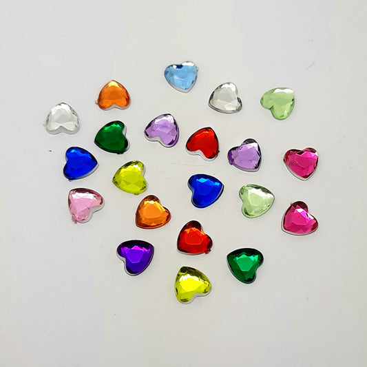 10 x Rhinestone Hearts 8mm