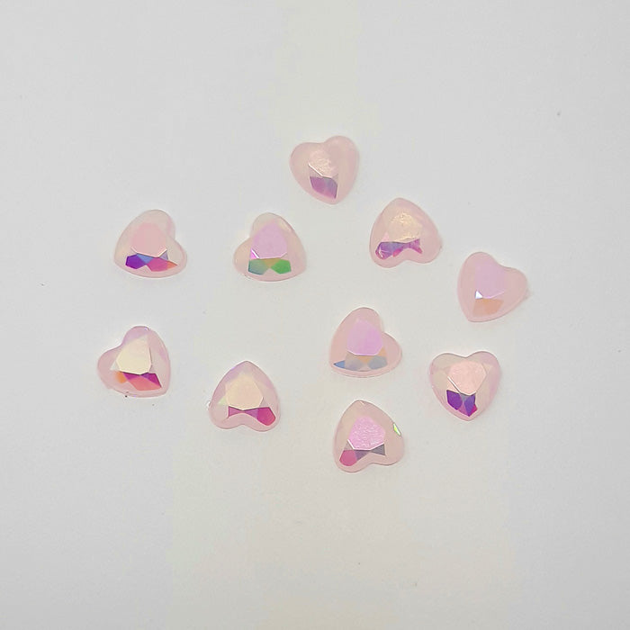 10 x Mermaid Hearts, Pale Pink 6mm