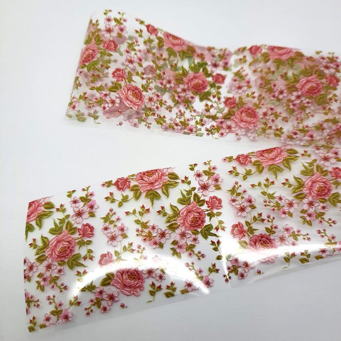 Feuille de transfert pour ongles Roses + Rosebuds