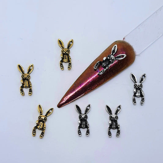 Scarey Donnie Darko Rabbit Nail Charms, Gold or Silver, x 4