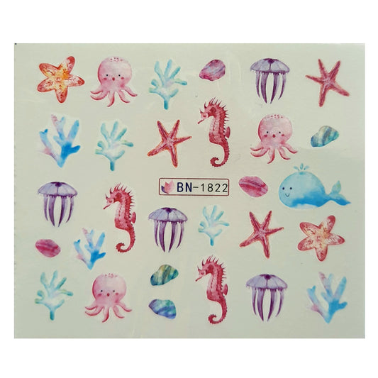 Seahorse + Octopus Seaside Nail Decals