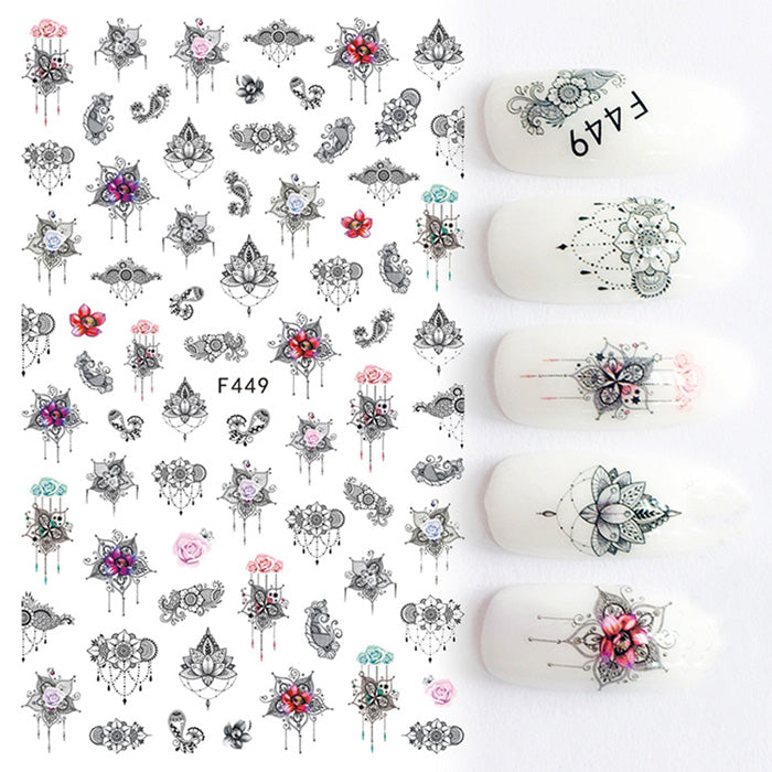 Self-Adhesive Lotus Nail Stickers