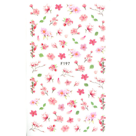 Self-Adhesive Pink Flowers Nail Stickers