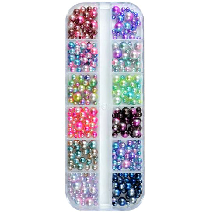 12 x Set Box Shimmering Coloured Pearls