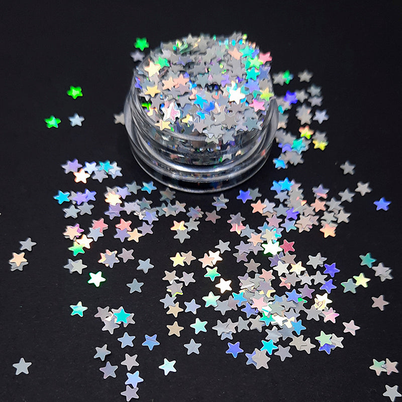 Paillettes brillantes pour ongles Silver Stars