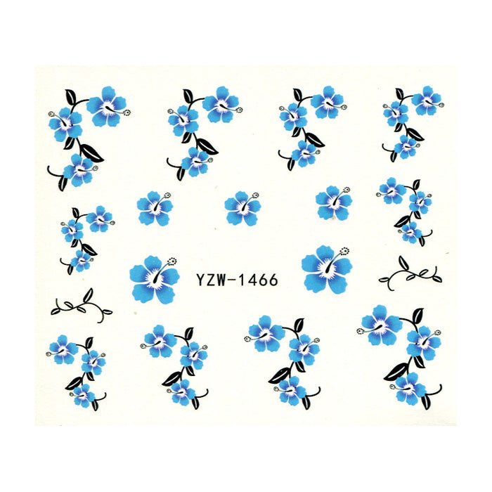 Blue Flowers Water Decals